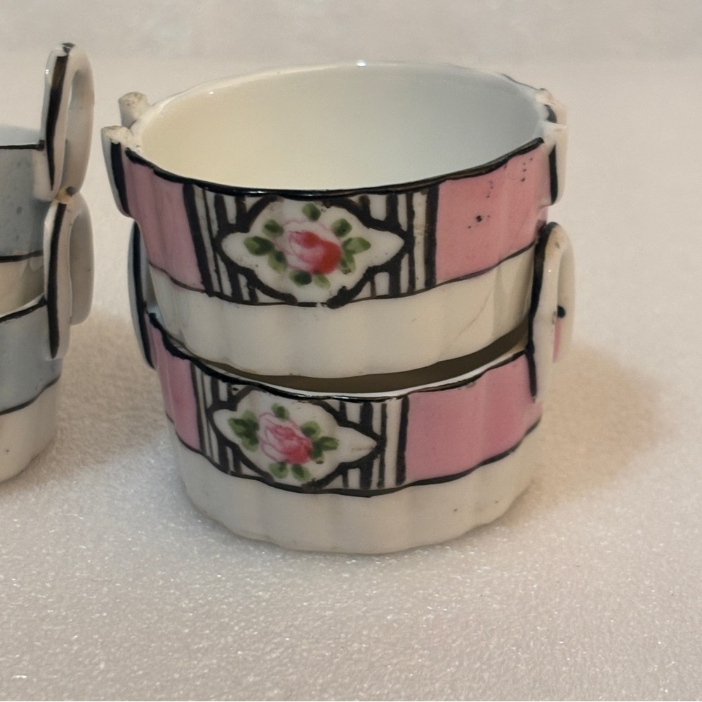 Noritake Floral salt cellars/dip cups/egg holder pink blue peach dinnerware - Picture 6 of 7